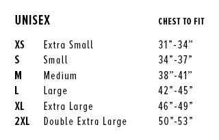 Size chart for Plantasia "Plant Your Face" Baseball Jersey showing unisex chest measurements from XS to 2XL