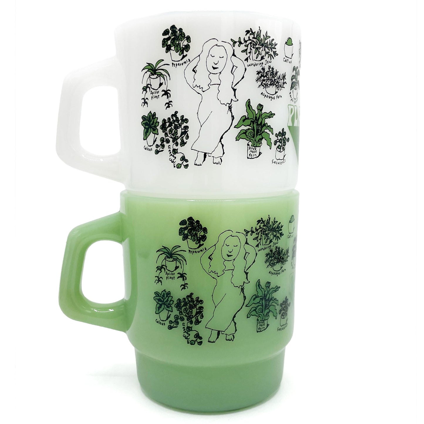 Plantasia Milk Glass Mugs