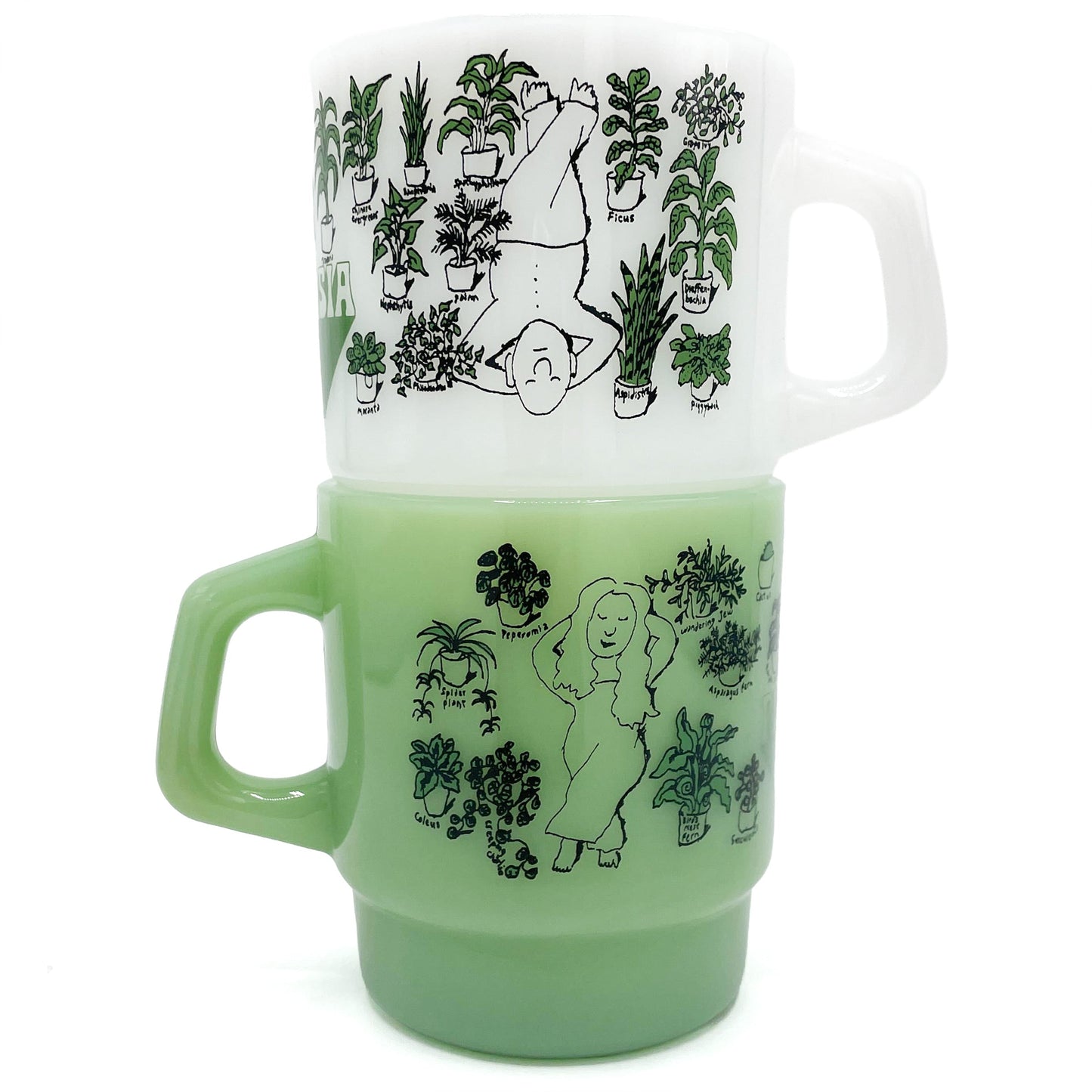 Plantasia Milk Glass Mugs