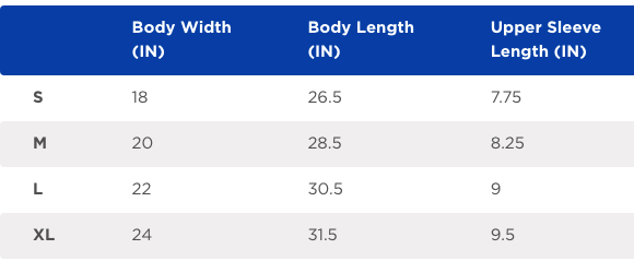 Size chart for Plantasia "Cover Art" Tan T-Shirt showing measurements for body width, length, and sleeve length in inches.