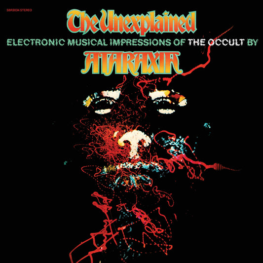 The Unexplained album cover with abstract glowing red and orange lines forming a mysterious face on black background