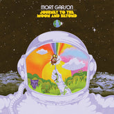 Journey to the Moon and Beyond album art with astronaut helmet reflecting colorful landscape and butterfly on vinyl record cover.